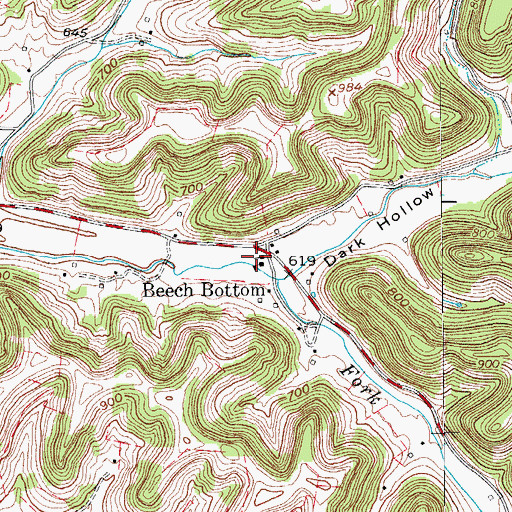 Topographic Map of Old Bottom School (historical), TN