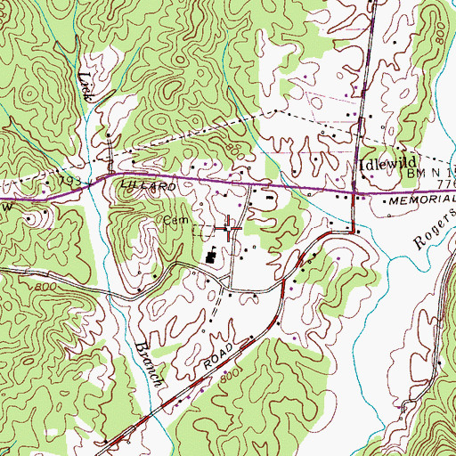 Topographic Map of Idlewild Baptist Church, TN