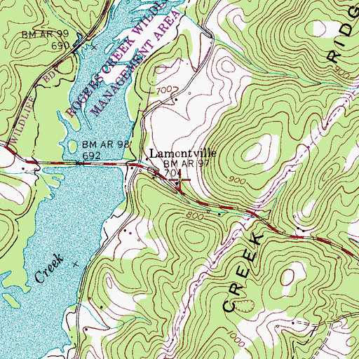 Topographic Map of Lamontville Baptist Church, TN
