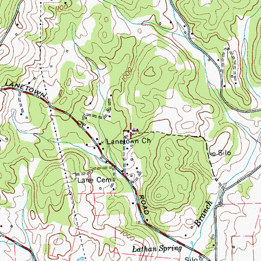 Topographic Map of Lane Town School (historical), TN