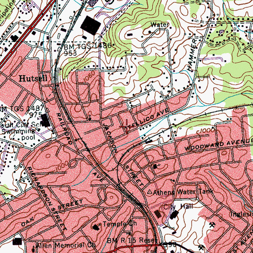 Topographic Map of North Athens Baptist Church, TN