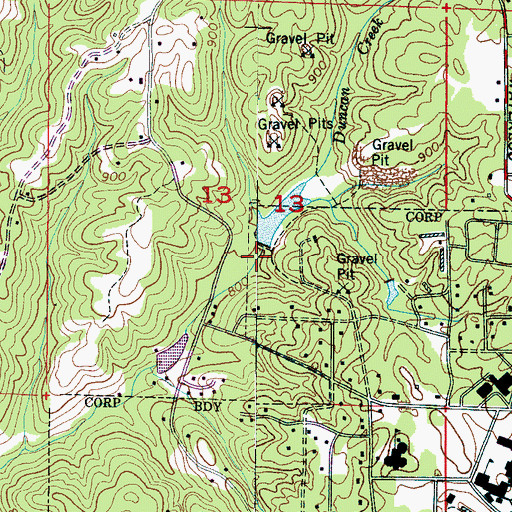 Topographic Map of Slosh Dam, AL