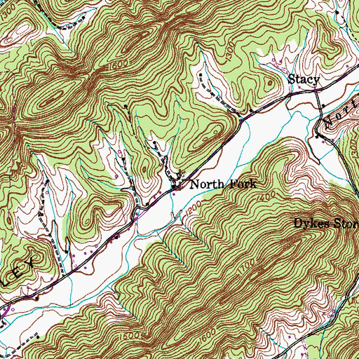 Topographic Map of North Fork School (historical), TN