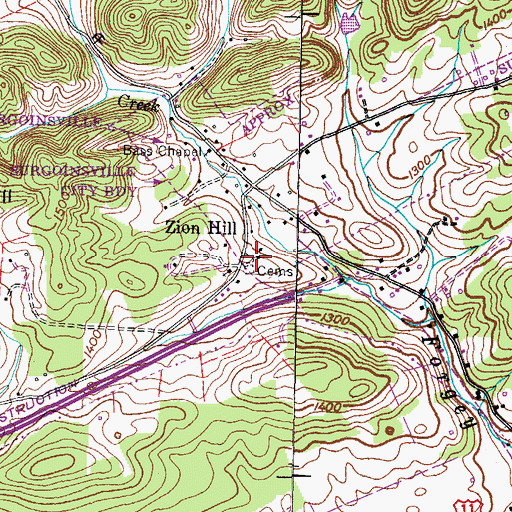 Topographic Map of Zion Hill School (historical), TN