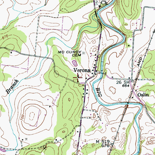Topographic Map of Verona School (historical), TN