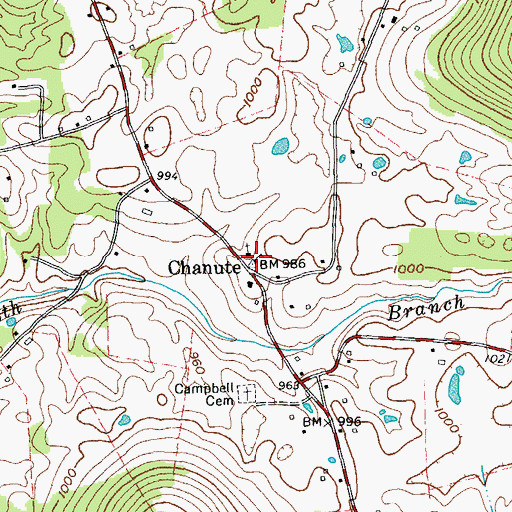 Topographic Map of Chanute School (historical), TN
