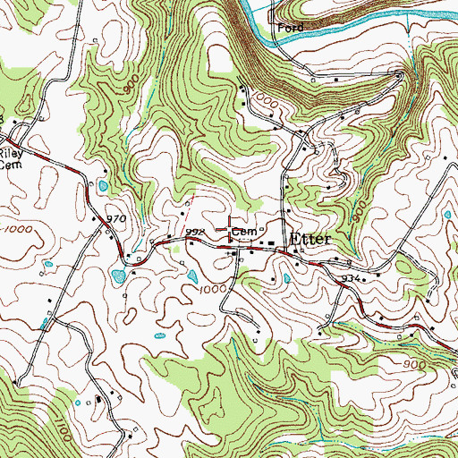 Topographic Map of Etter School (historical), TN