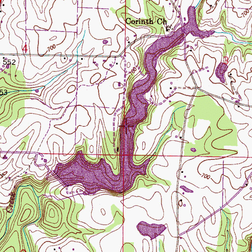 Topographic Map of Moulton City Lake, AL