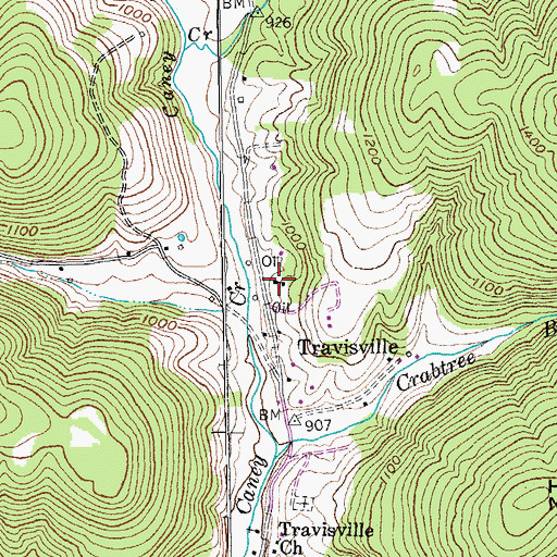 Topographic Map of Travisville School (historical), TN