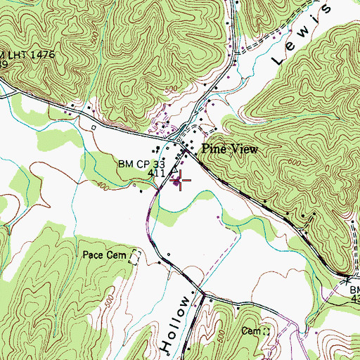 Topographic Map of Pineview School (historical), TN