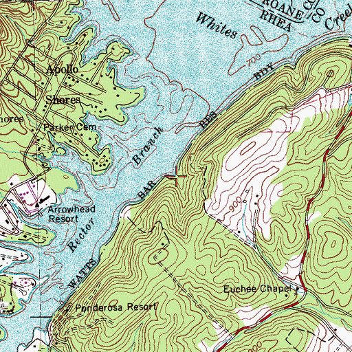 Topographic Map of Bills Pier, TN