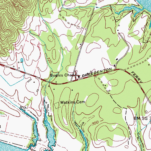 Topographic Map of Bogles Chapel School (historical), TN