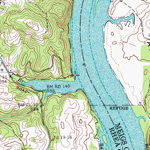 Topographic Map of Chub Arnold Landing, TN