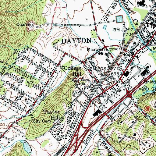 Topographic Map of Dayton Masonic College (historical), TN
