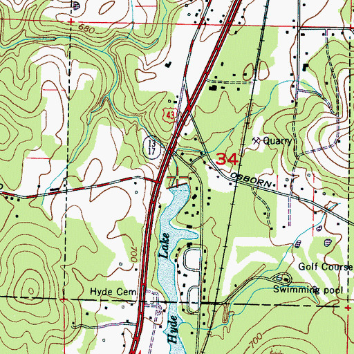 Topographic Map of Hyde Lake Dam, AL