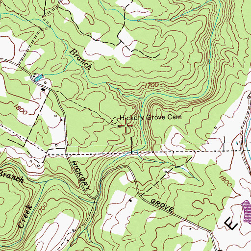 Topographic Map of Hickory Grove School (historical), TN