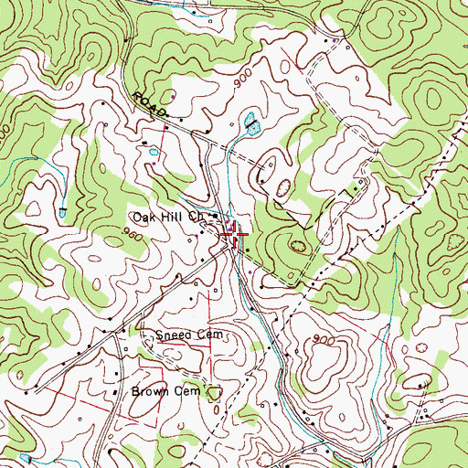 Topographic Map of Oak Hill School (historical), TN