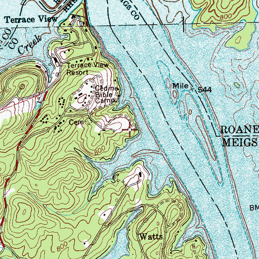 Topographic Map of Old Hope Cemetery, TN