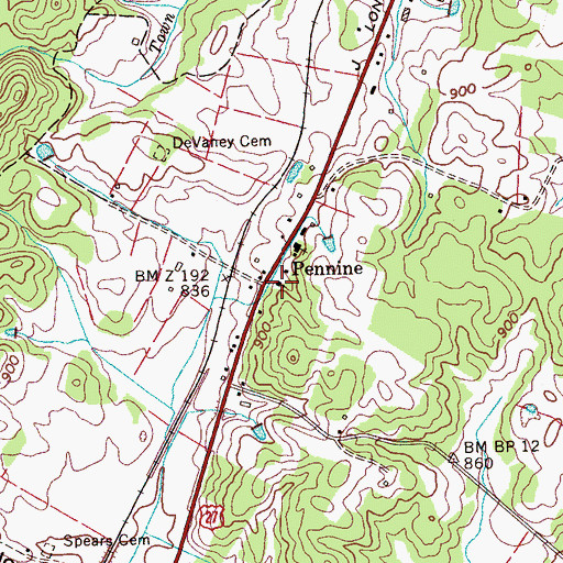 Topographic Map of Pennine Baptist Church, TN