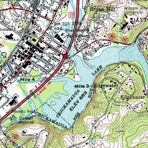 Topographic Map of Point Park, TN