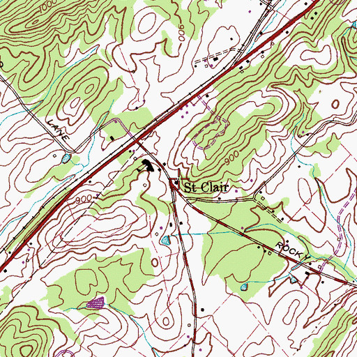 Topographic Map of Saint Clair Baptist Church, TN