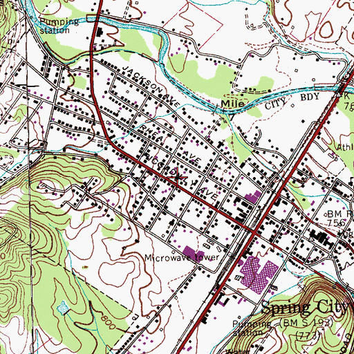 Topographic Map of Shiloh Baptist Church, TN