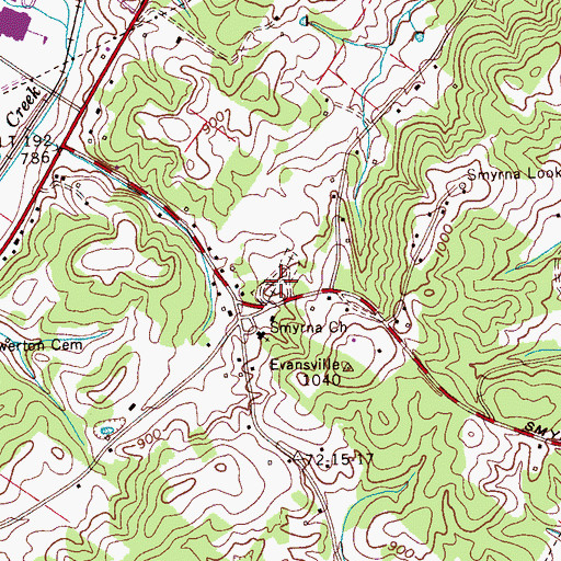 Topographic Map of Smyrna Cemetery, TN