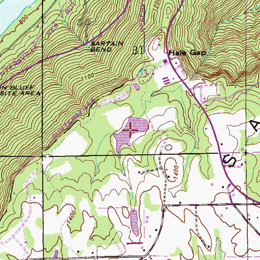Topographic Map of Waites Lake, AL