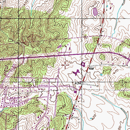 Topographic Map of Baptist Memorial Hospital Huntington, TN