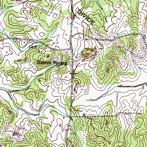 Topographic Map of Barren Spring School (historical), TN