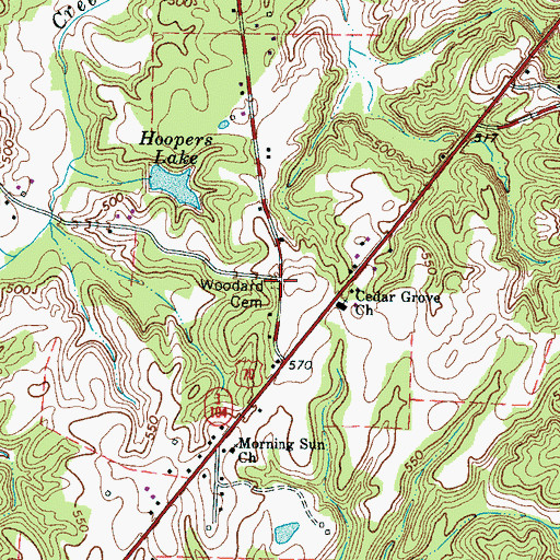Topographic Map of Duncans Store (historical), TN