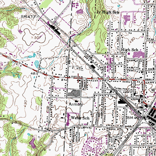 Topographic Map of Grace Baptist Church, TN