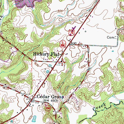 Topographic Map of Hickory Flat Church, TN