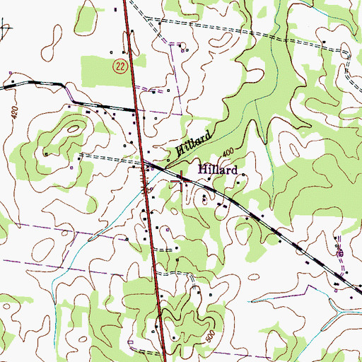 Topographic Map of Hillard School (historical), TN