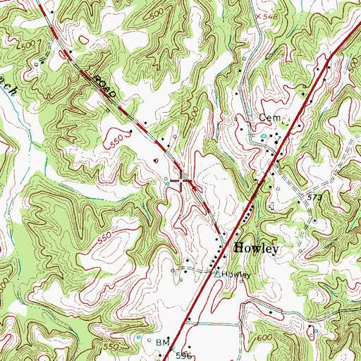 Topographic Map of Howley School (historical), TN