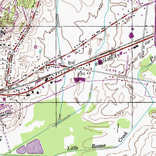 Topographic Map of Huntingdon Plaza Shopping Center, TN