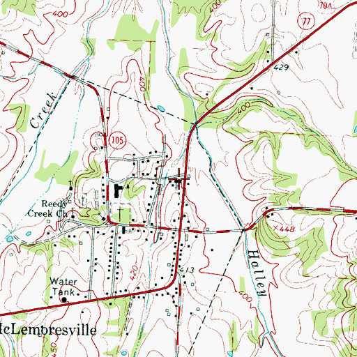 Topographic Map of McLemoresville Baptist Church, TN