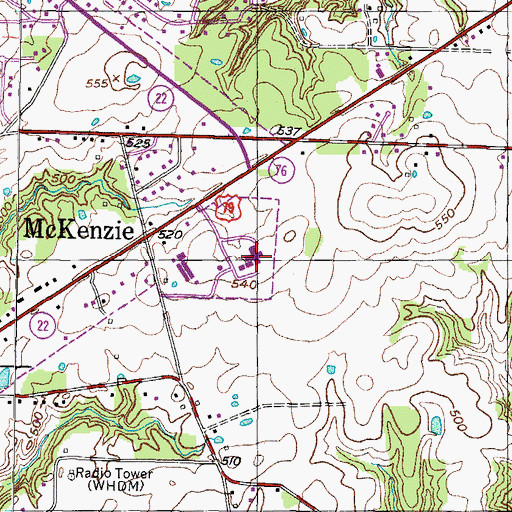 Topographic Map of McKenzie Regional Hospital, TN