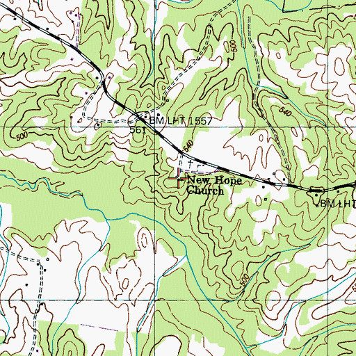 Topographic Map of New Hope Baptist Church, TN