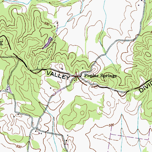 Topographic Map of Poplar Springs School (historical), TN