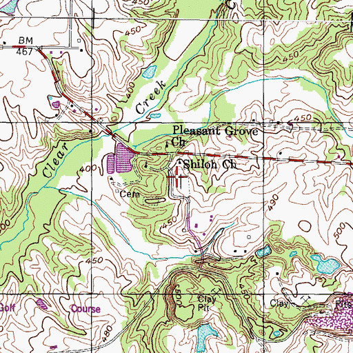 Topographic Map of Shiloh Cemetery, TN