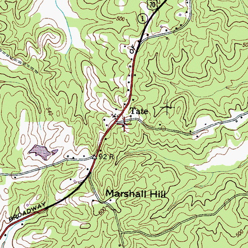 Topographic Map of Tate School (historical), TN