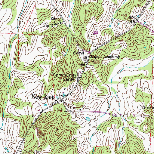 Topographic Map of Union Academy (historical), TN