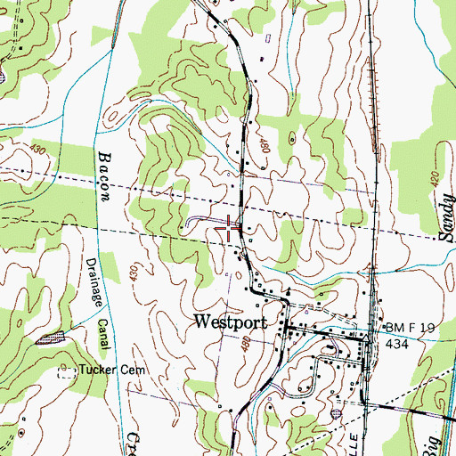 Topographic Map of Westport School (historical), TN