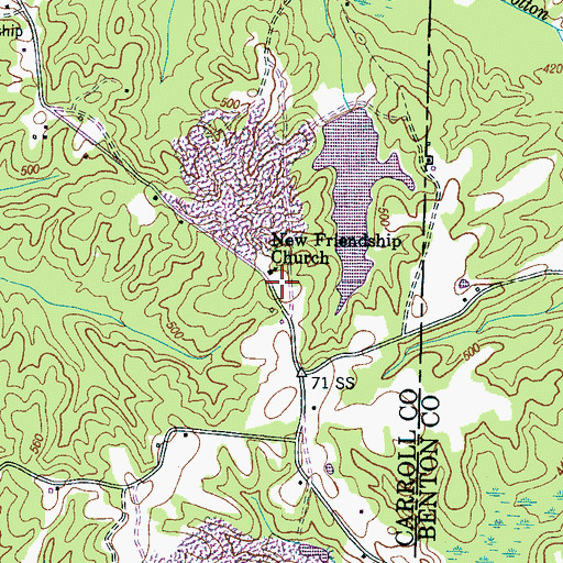 Topographic Map of Carroll School (historical), TN