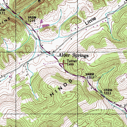 Topographic Map of Alder Springs Baptist Church, TN
