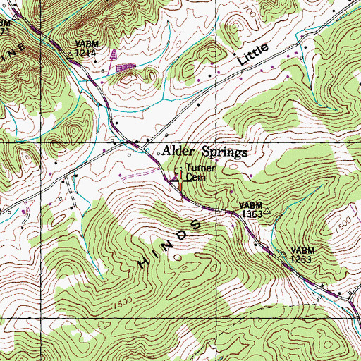 Topographic Map of Alder Springs School (historical), TN