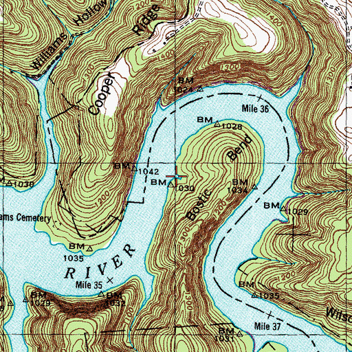 Topographic Map of Caldwell Mine, TN