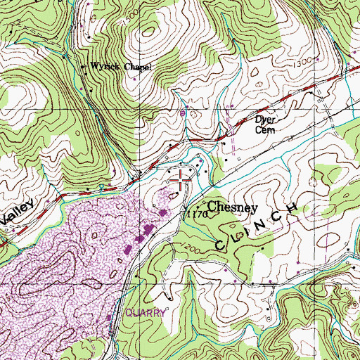 Topographic Map of Chesney School (historical), TN