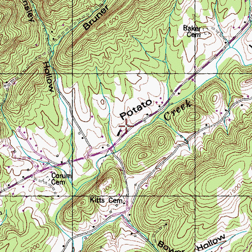 Topographic Map of Glendale School (historical), TN
